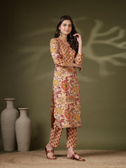 Printed Cotton Blend Kurta With Pant & Dupatta