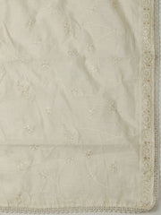 Embroidered Chanderi Unstitched Suit With Pant & Dupatta