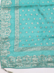 Neck Embroidered Chanderi Unstitched Suit With Dupatta