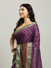 Digital Printed Cotton Blend Woven Saree