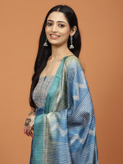 Printed Tussar Unstitched Suit Piece With Dupatta