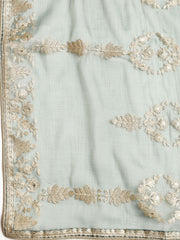 Embroidered Organza Unstitched Suit With Dupatta