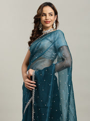 Sequence Embroidery Tissue Saree