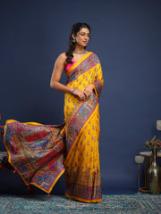 Digital Printed Art Silk Unstitched Suit With Pant & Dupatta