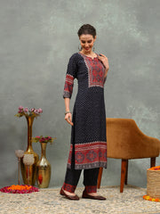 Printed Muslin Kurta With Pants & Dupatta