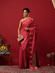 Woven Design Art Silk Onion Pink Saree