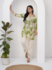 Printed Cotton Blend Kurta With Pants