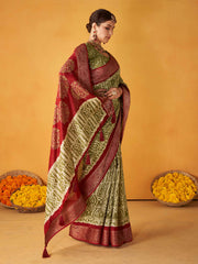 Abstract Printed Art Silk Saree