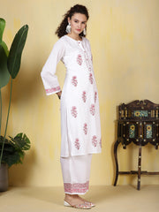 Printed Cotton Blend Kurta With Pants