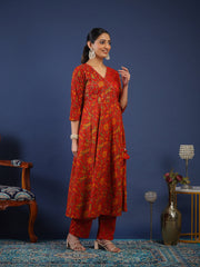 Printed Cotton Kurta With Pant & Dupatta