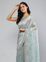 Swarovski Border Art-Chiffon Printed Saree