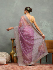 Zari Embroidered Organza Saree