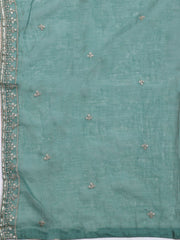 Neck Embroidered Chanderi Unstitched Suit With Dupatta