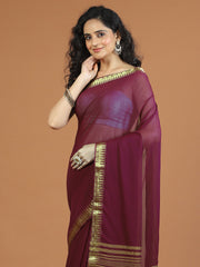 Zari Border Booti Chiffon Woven Saree