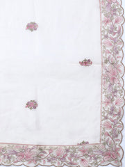 Embroidered Chanderi Unstitched Suit With Pant & Dupatta