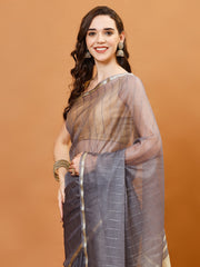 Plain Zari Border Organza Saree