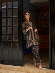 Embellished Silk Crepe Kurta With Pant