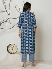 Printed Cotton Blend Kurta With Pants