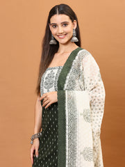 Neck Patch Printed Cotton Unstitched Suit Piece With Dupatta
