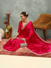Stone Embroidered Chinon Saree