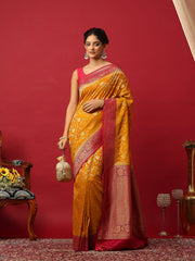 Plain Crepe Mustard-Rani Saree