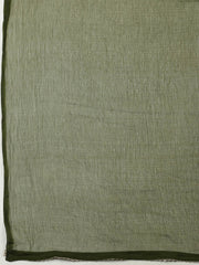 Embroidered Chanderi Mehndi Unstitched Suit With Pant & Dupatta