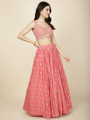 Sequin Embroidery Georgette Choli With Lehenga & Dupatta