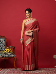 Plain Georgette Hot Pink Saree
