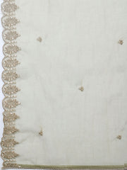 Embroidered Chanderi Unstitched Suit With Pant & Dupatta