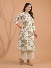 Printed Cotton Blend Kurta With Pants