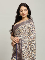 Digital Printed Cotton Blend Woven Saree