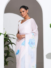 Floral Printed Crepe Saree