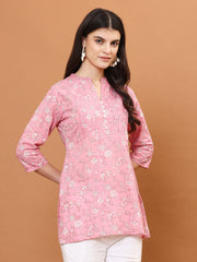 Printed Cotton Blend Short Kurti