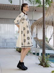 Resham Embroidered Cotton Blend Dress