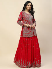 All Over Embroidered Georgette Choli With Lehenga & Dupatta