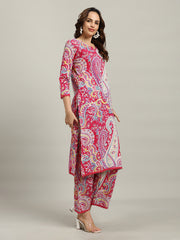 Printed Cotton Blend Kurta With Pants