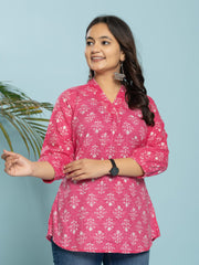 Printed Cotton Blend Short Kurti
