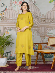 Printed Cotton Blend Kurta With Pants