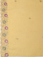 Embroidered Chanderi Unstitched Suit With Pant & Dupatta