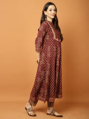 Printed Cotton Blend Suit Set with Dupatta