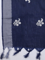 Neck Embroidered Cotton Blend Unstitched Suit With Dupatta