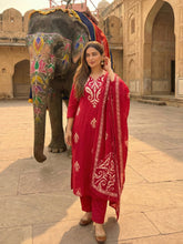 Printed Cotton Blend Kurta With Pant & Dupatta