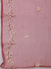 Neck Embroidered Chanderi Unstitched Suit With Dupatta