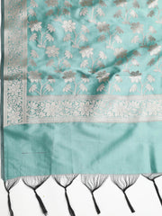 Woven Banarasi Chanderi Unstitched Suit With Dupatta