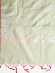 Woven Banarasi Chanderi Unstitched Suit With Dupatta