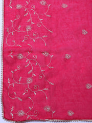 Embroidered Cotton Unstitched Suit With Pant & Dupatta