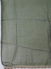 Woven Design Chanderi Green Unstitched Suit With Pant & Dupatta