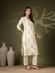 Printed Cotton Blend Kurta With Pant & Dupatta
