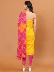 Neck Embroidered Chanderi Unstitched Suit Piece With Dupatta