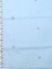 Neck Embroidered Organza Unstitched Suit With Dupatta